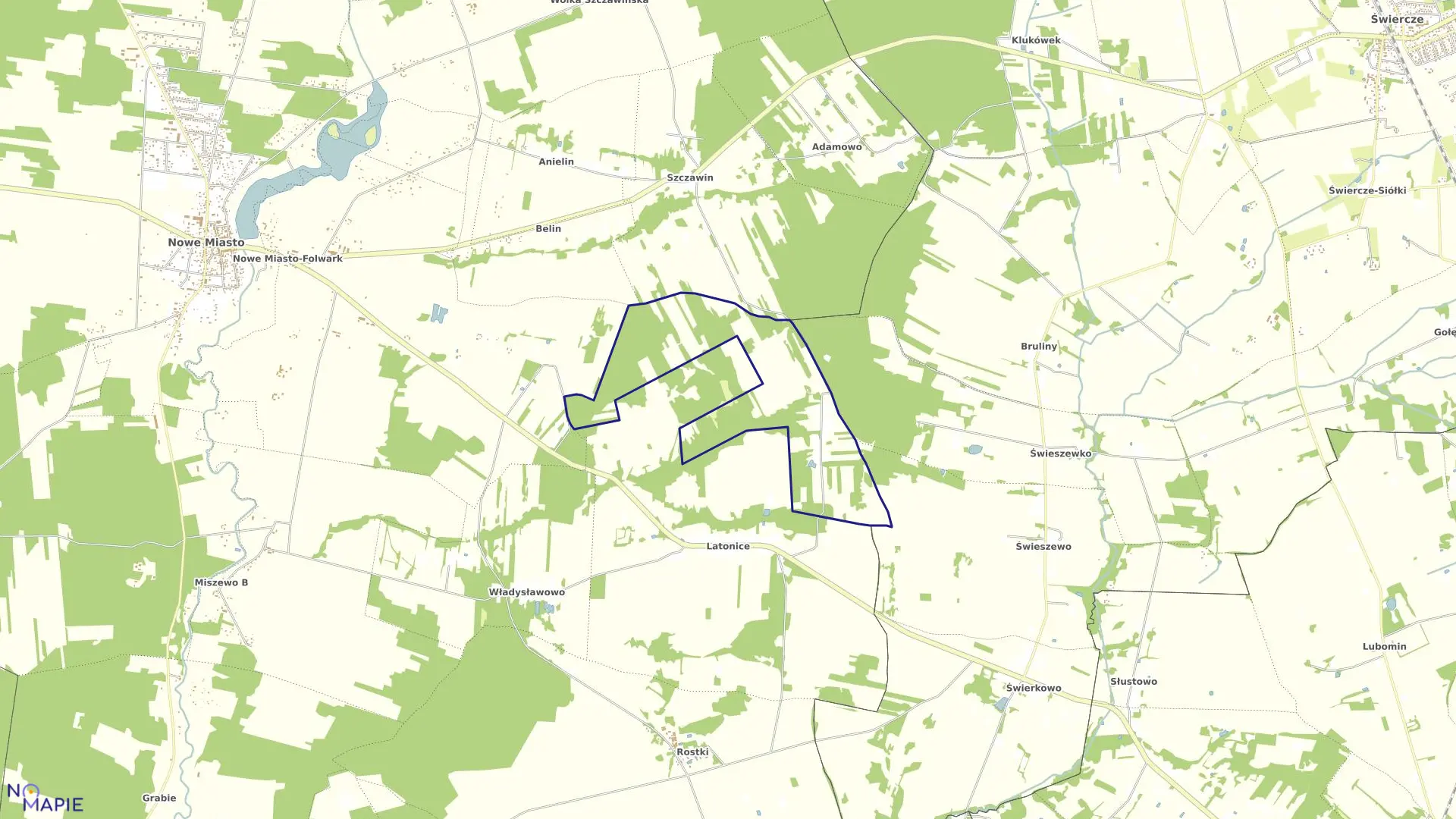 Mapa obrębu JANOPOLE w gminie Nowe Miasto