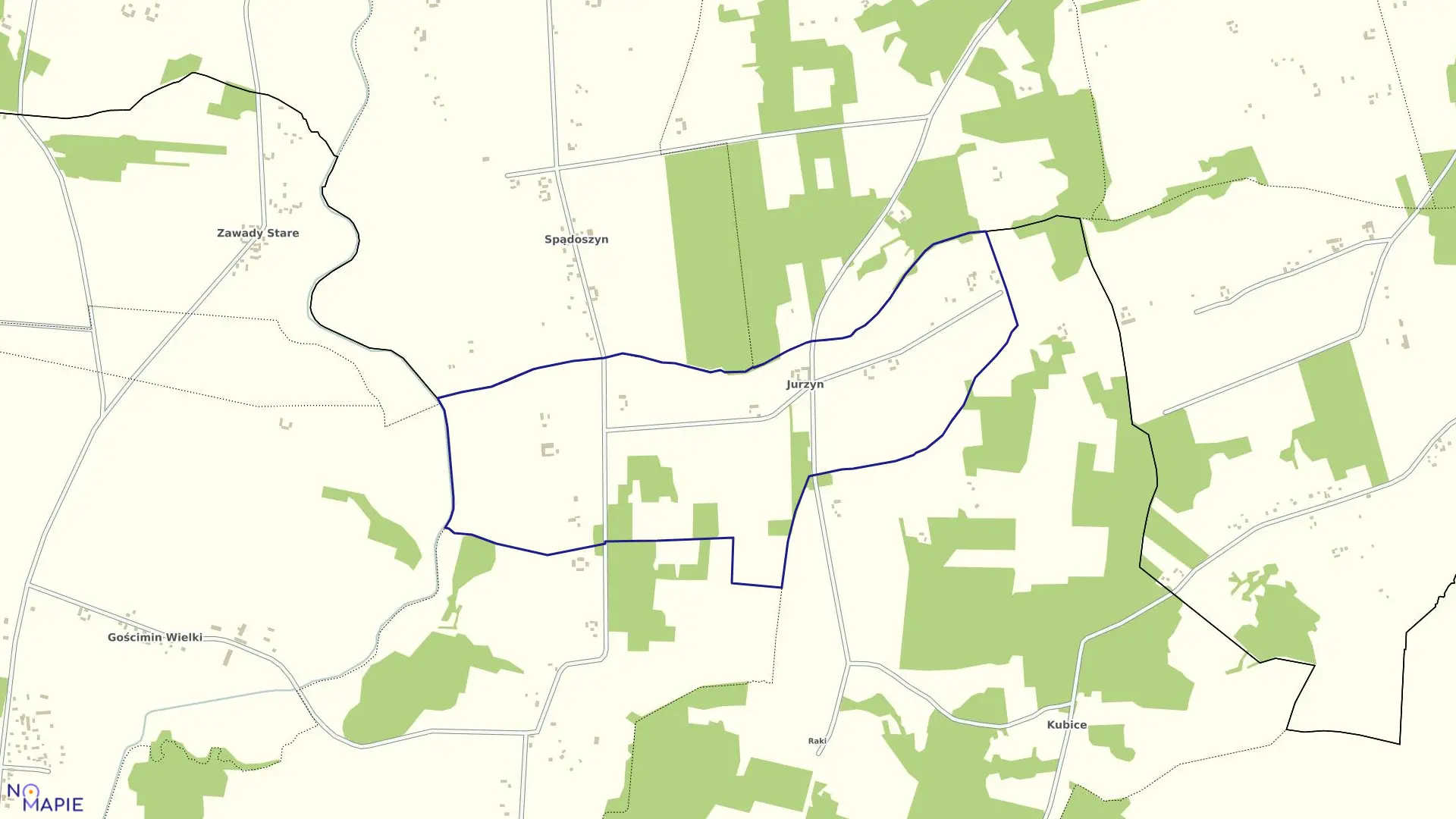 Mapa obrębu JURZYN w gminie Nowe Miasto