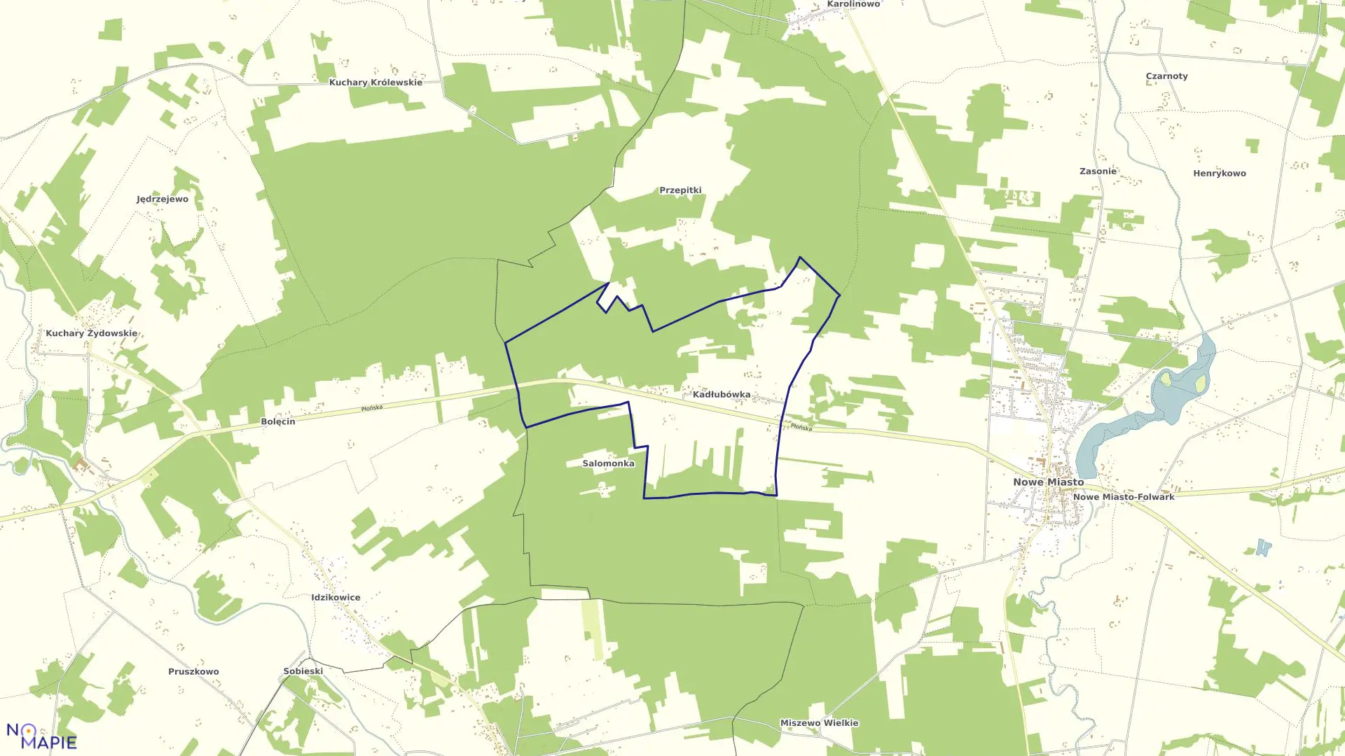 Mapa obrębu KADŁUBÓWKA w gminie Nowe Miasto