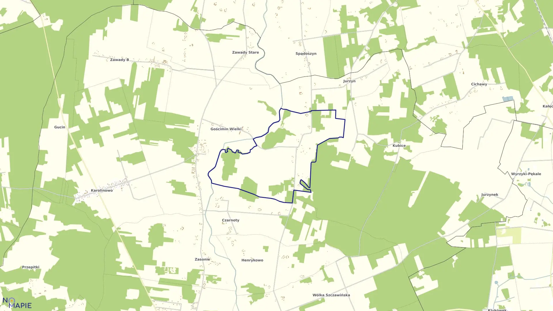 Mapa obrębu MODZELE BARTŁOMIEJE w gminie Nowe Miasto