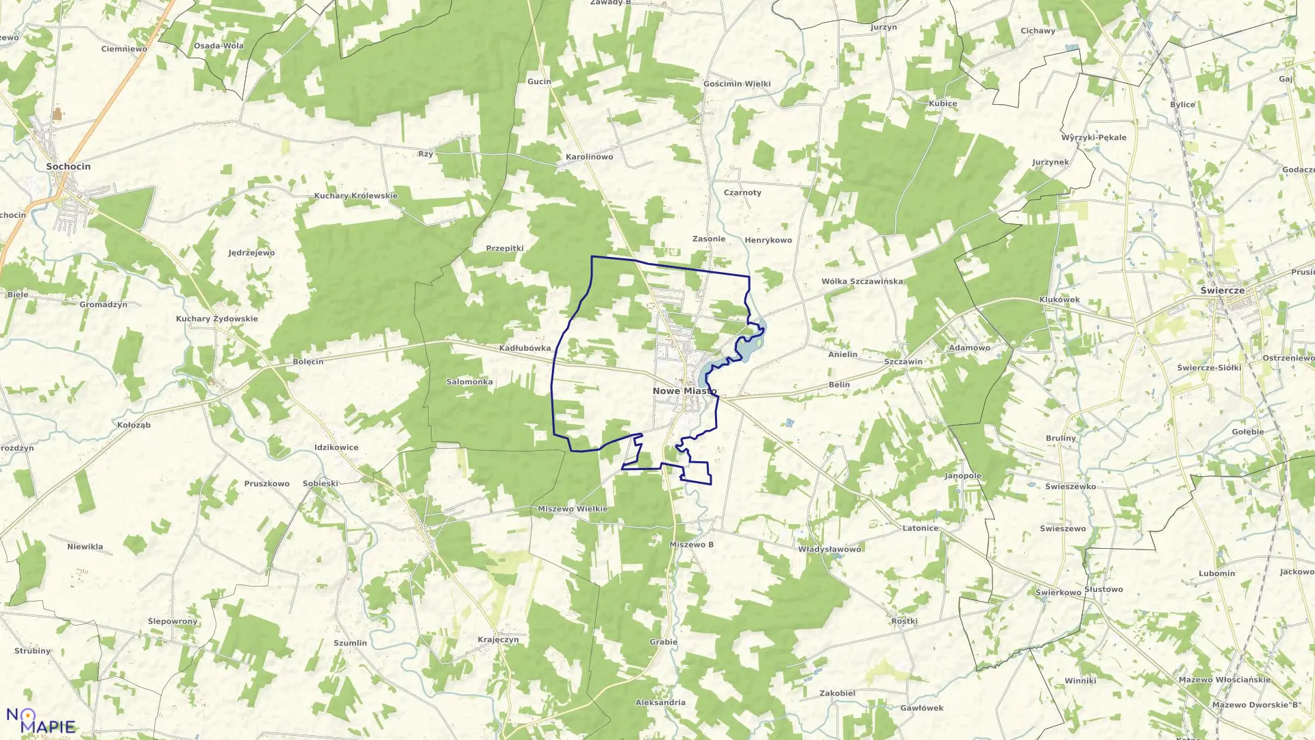 Mapa obrębu NOWE MIASTO w gminie Nowe Miasto