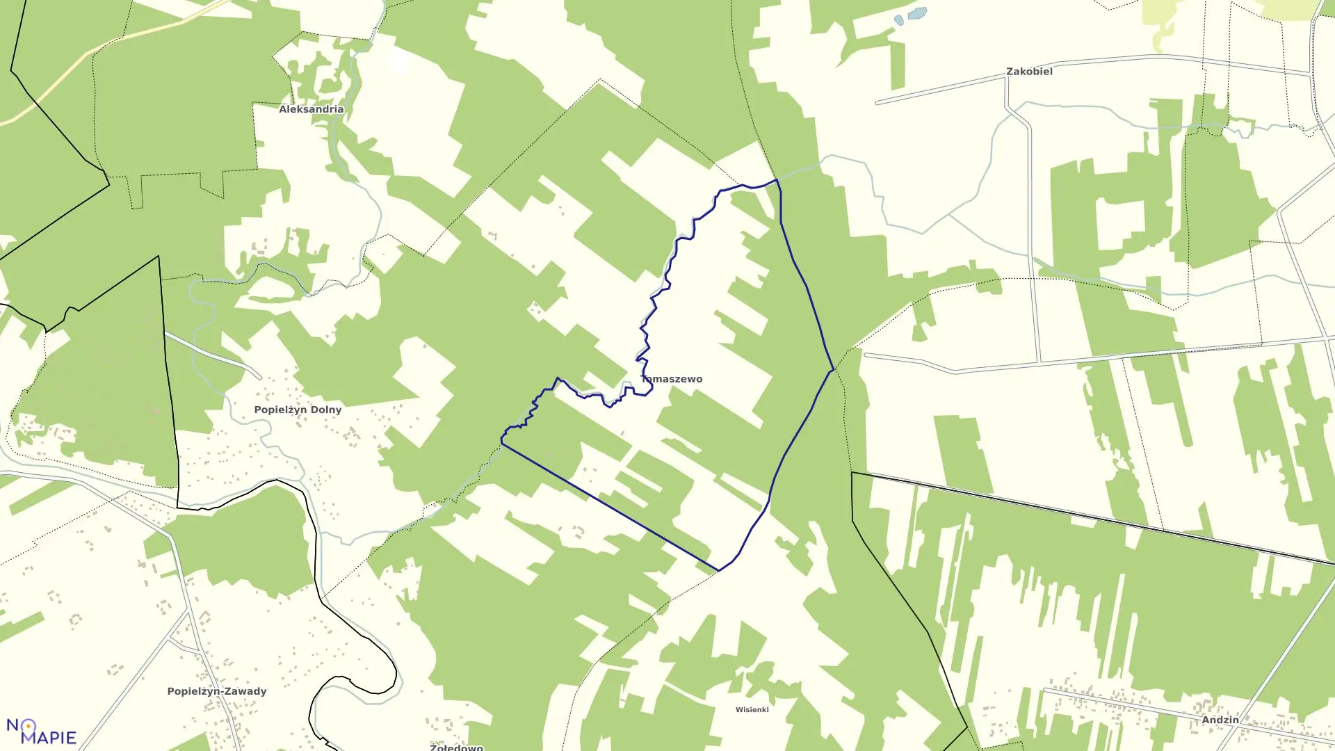 Mapa obrębu TOMASZEWO w gminie Nowe Miasto