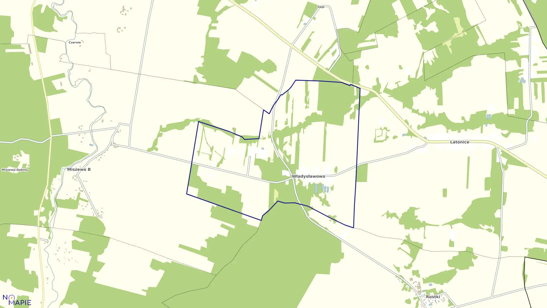 Mapa obrębu WŁADYSŁAWOWO w gminie Nowe Miasto